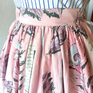 1950s - Lovely Romantic Novelty Print Cotton Skirt - W26 (66cm)