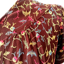 Cargar imagen en el visor de la galería, 1930s - Precious Front Zipper Hand Embroidered Dress - W28 (72cm)
