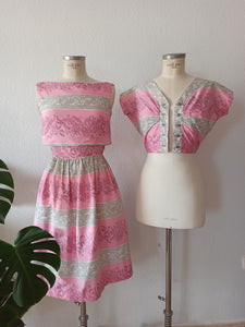 1950s 1960s - Horrockses, UK - Stunning Pink Bolero Dress - W25 (64cm)