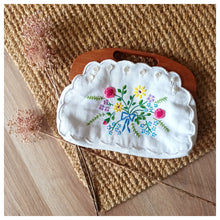 Laden Sie das Bild in den Galerie-Viewer, VTG - Lovely Hand Embroidery Linen Teak Handbag

