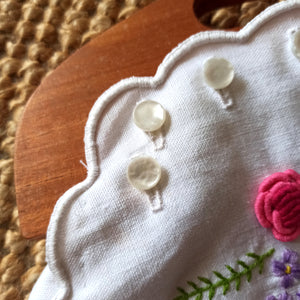 VTG - Lovely Hand Embroidery Linen Teak Handbag