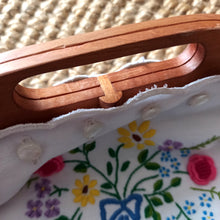 Load image into Gallery viewer, VTG - Lovely Hand Embroidery Linen Teak Handbag
