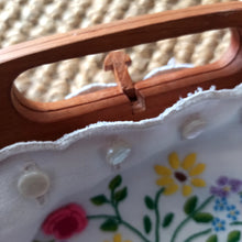 Load image into Gallery viewer, VTG - Lovely Hand Embroidery Linen Teak Handbag

