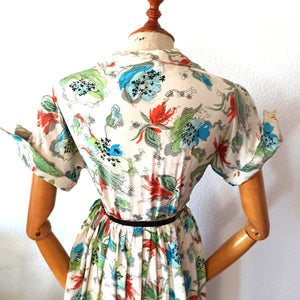 1940s - Fabulous Cold Rayon Dress - W27.5 (70cm)