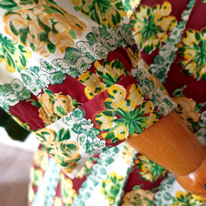 1950s - Stunning Autumnal Floral Print Cotton Dress - W27.5 (70cm)