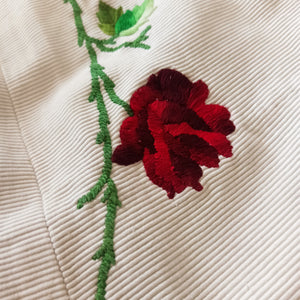 1950s - Fabulous Petite Roses Embroidery Dress - W24 (62cm)