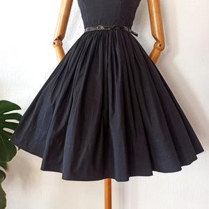 1950s - Gorgeous Black Cotton Dress - W25 (64cm)