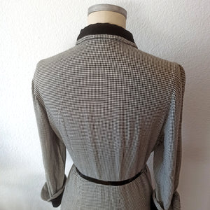 1940s 1950s - Superb Gab Wool Houndstooth Dress - W35 (88cm)