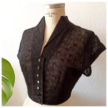 Charger l&#39;image dans la galerie, 1940s - Like New! - Delicious Embroidery Sheer Top - W28 (70cm)
