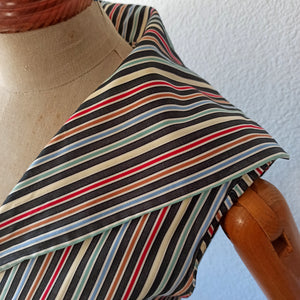 1950s - Adorable Rainbow Stripes Cotton Dress - W31 (78cm)