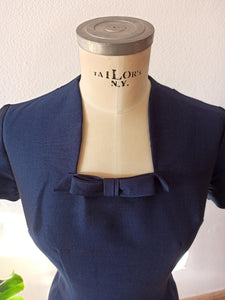 1950s - Spectacular Bombshell Buckle Back Wool Dress - W31.5 (80cm)