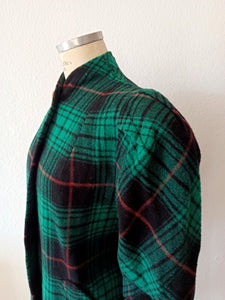 1940s - Radical Puff Shoulders Tartan Wool Coat