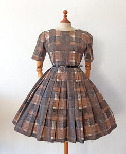 1950s - Illum, France - Gorgeous Abstract Cotton Dress - W26 (66cm)
