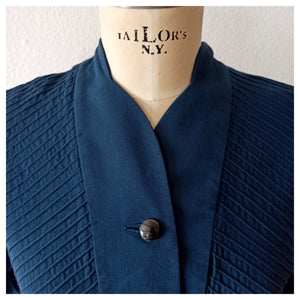 1940s - Gorgeous Blue Gabardine Wool Dress - W28 (70cm)