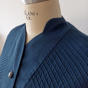 1940s - Gorgeous Blue Gabardine Wool Dress - W28 (70cm)