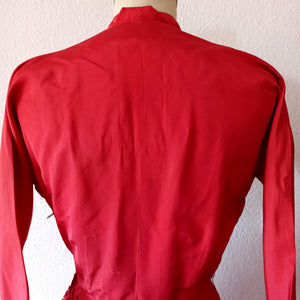1940s 1950s - Richard Grossmark, London - Stunning Rouge Soft Taffeta Dress - W25 (64cm)