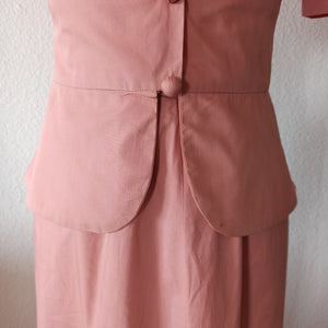 1940s - Exquisite Antique Pink Peplum Cotton Suit - W27 (70cm)