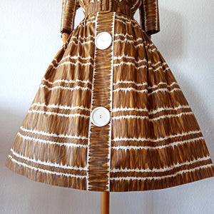 1950s - Stunning Massive Buttons Cotton Dress - W30 (76cm)