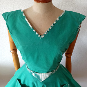 1940s 1950s - Gorgeous 2pc Green Pockets Set - W26 (66cm)