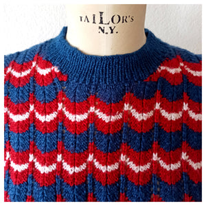 1940s (?) - True Vintage Handmade Victory Colors Knitted Sweater