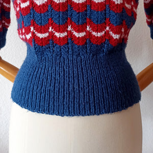 1940s (?) - True Vintage Handmade Victory Colors Knitted Sweater
