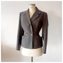 Carica l&#39;immagine nel visualizzatore di Gallery, 1940s - Elegant Grey Gabardine Wool Blazer Jacket - W29 (74cm)
