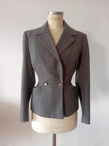 1940s - Elegant Grey Gabardine Wool Blazer Jacket - W29 (74cm)