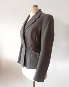 1940s - Elegant Grey Gabardine Wool Blazer Jacket - W29 (74cm)