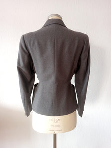 1940s - Elegant Grey Gabardine Wool Blazer Jacket - W29 (74cm)