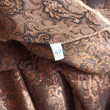 Load image into Gallery viewer, 1950s 1960s - Elegant Brown Chocolate Rayon Lurex Dress - W26 (66cm)
