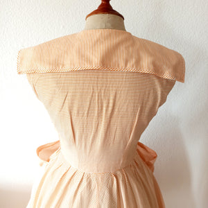 1940s 1950s - Adorable Orange Stripes Pockets Dress - W27 (68cm)