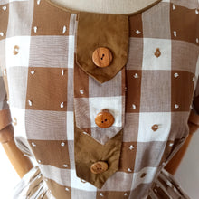 Load image into Gallery viewer, 1950s - Adorable Brown Plaid Cotton Dress - W32 (82cm)
