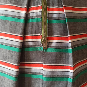 1950s - Ultra Gorgeous Massive Pockets Striped Dress - W28 (70cm)