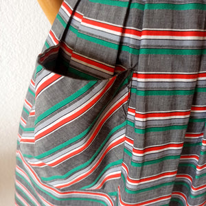 1950s - Ultra Gorgeous Massive Pockets Striped Dress - W28 (70cm)