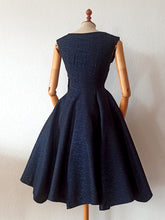 Load image into Gallery viewer, 1950s - Elegant Black &amp; Blue Textured Night Dress - W25 (64cm)
