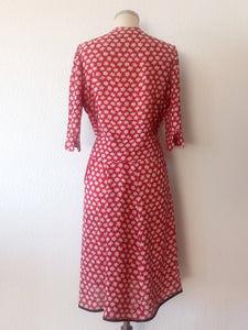 1940s - Beautiful Red Floral Rayon Crepe 2pc Suit - W31 (80cm)