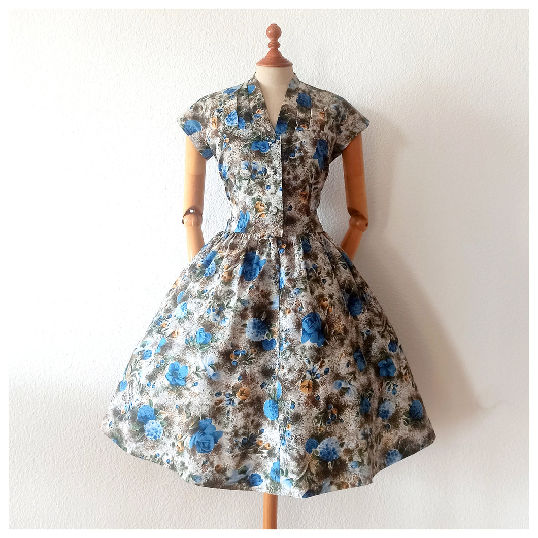 1950s - Gorgeous Floral Garden Dress - W31 (80cm)