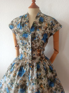 1950s - Gorgeous Floral Garden Dress - W31 (80cm)