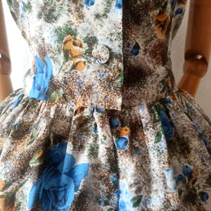 1950s - Gorgeous Floral Garden Dress - W31 (80cm)