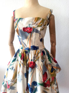1950s - Stunning Petite Floral Dress - W23.5 (60cm)