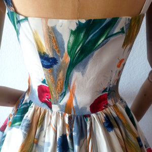 1950s - Stunning Petite Floral Dress - W23.5 (60cm)