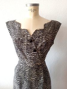 1950s - Stunning Zebra Print Wiggle Dress - W25 (64cm)