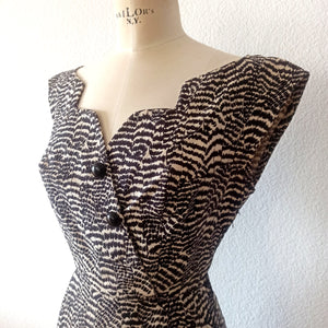 1950s - Stunning Zebra Print Wiggle Dress - W25 (64cm)