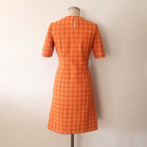 1960s - Gorgeous Orange Cotton Wool Dress - W30 (76cm)
