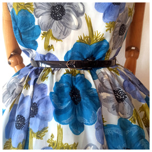 1950s - Stunning Ruffled Shawl Collar Floral Dress - W31 (80cm)