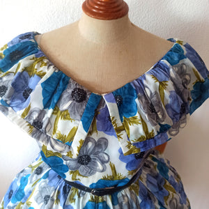 1950s - Stunning Ruffled Shawl Collar Floral Dress - W31 (80cm)