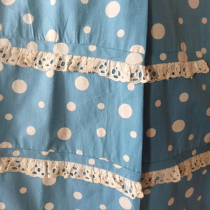 1950s - Adorable German Baby Blue Dotted Cotton Dress - W34 (86cm)