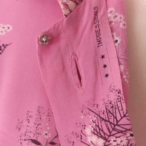 1940s - Impressions de Lyon, France - Beautiful Pink Rayon Dress - W30 (76cm)