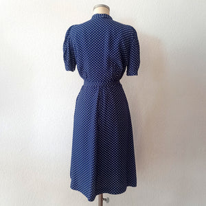 1930s 1940s - French Puffed Sleeves  Cold Rayon Dress - W30 (76cm)