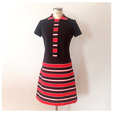 Charger l&#39;image dans la galerie, 1960s - Cool Black &amp; Red Mod Dress - W33 (84cm)
